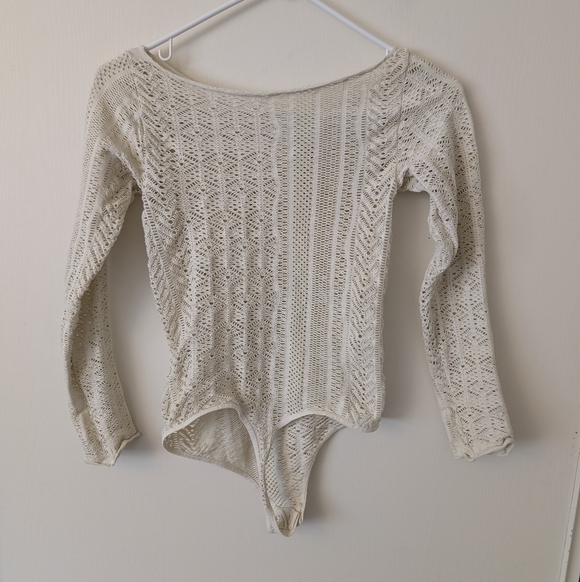 Free People Intimately Womens Small Cream Bodysuit Cut Out Bohemian Indie Basic - Picture 5 of 6